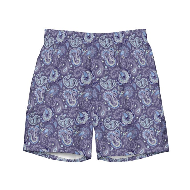 Men's Paisley Swim Trunks: Exotic Recycled Polyester Summer Shorts