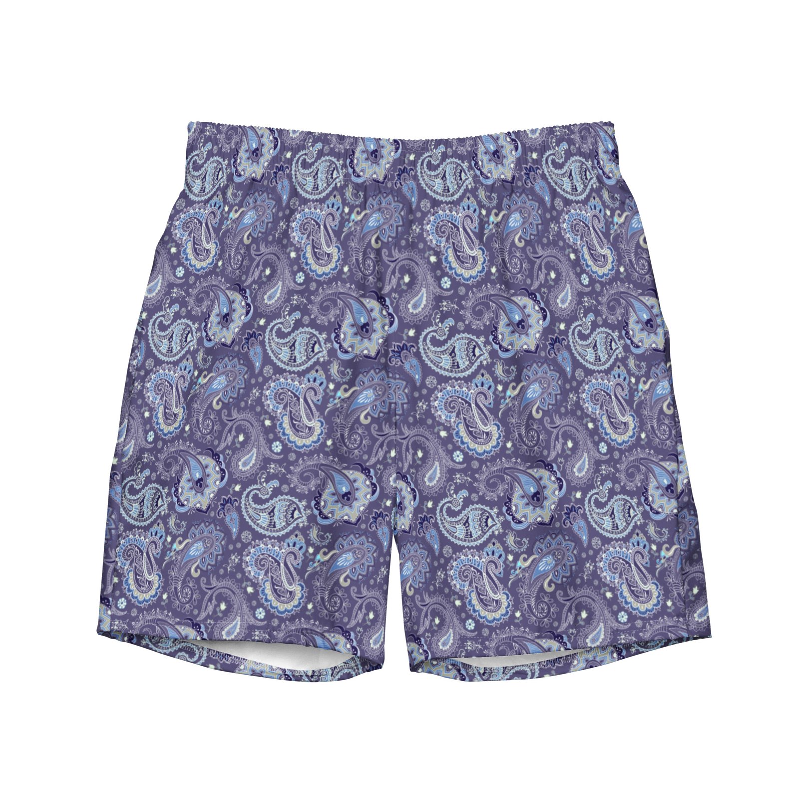 Men's Paisley Swim Trunks: Exotic Recycled Polyester Summer Shorts