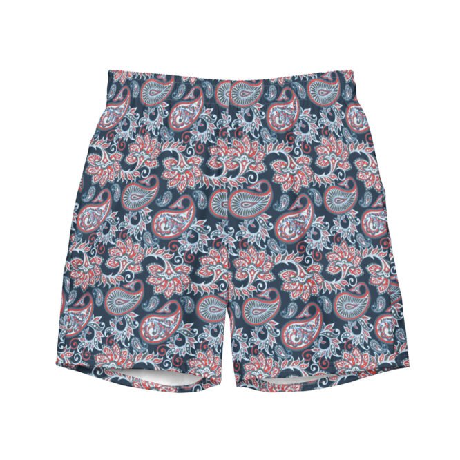 Men's Swim Trunks: Oriental Paisley Print, Summer Beach Style