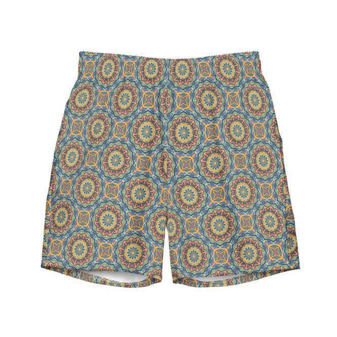 Geometric Swim Trunks: Mediterranean Design, Elegant Mens Beachwear