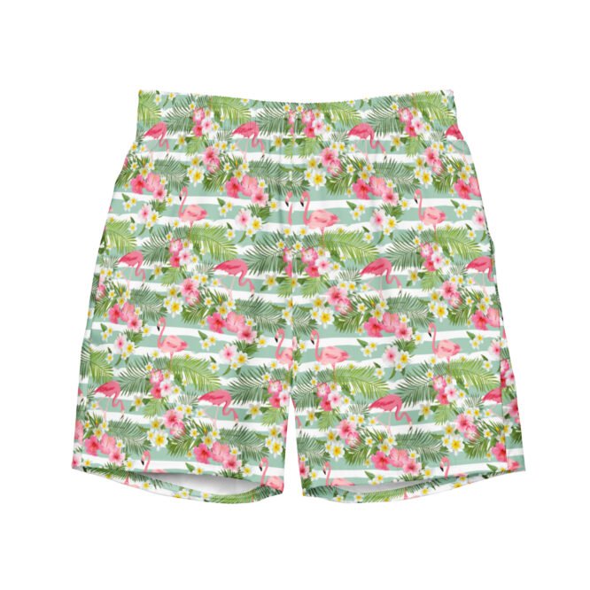 Mens Tropical Flamingo Swim Trunks: Summer Beach Party