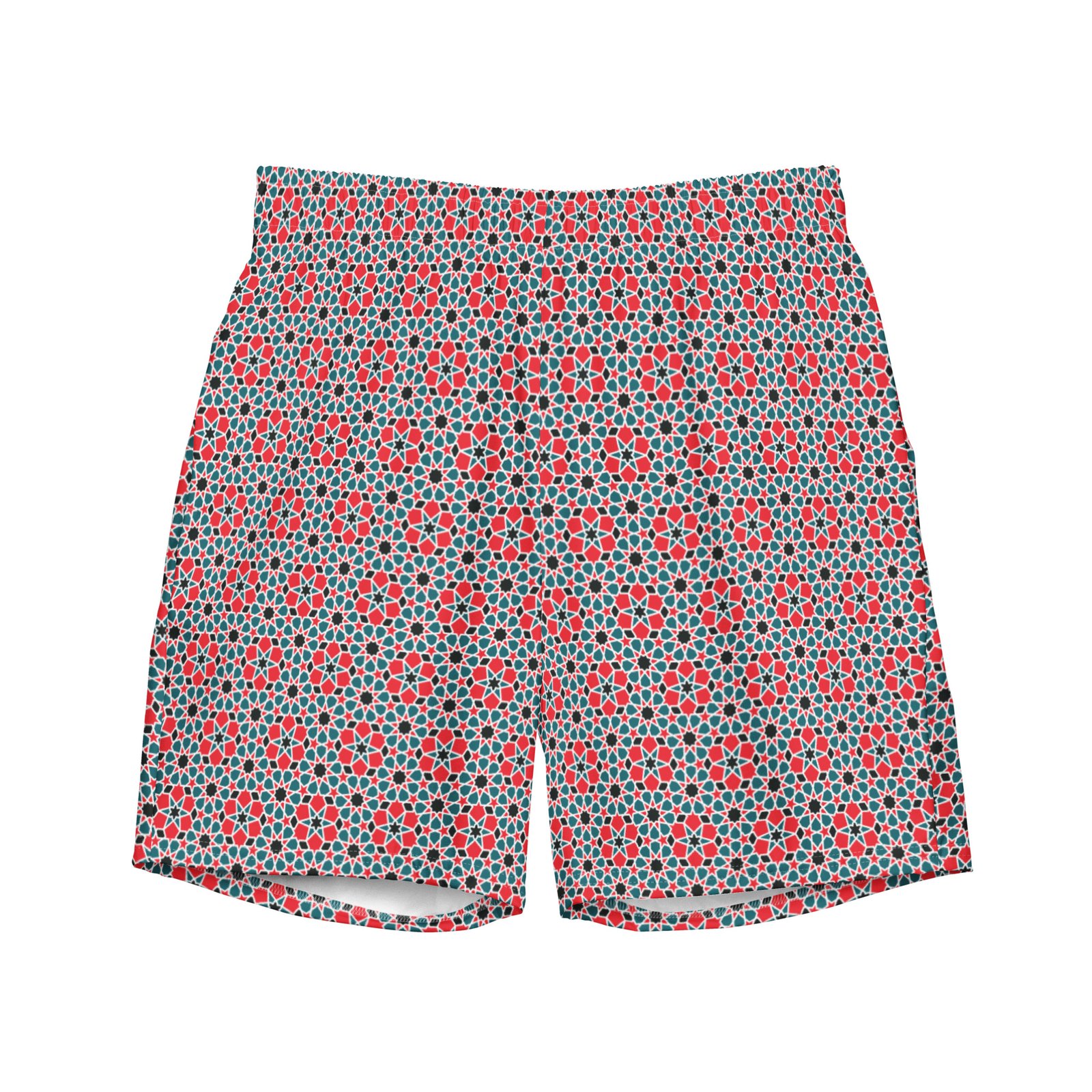 Mens Swim Trunk Red and Blue Minimal Geometric Design Stylish Swimwear for Summer Pool Beach Holiday surf and Cool Gift for Him, fathers day