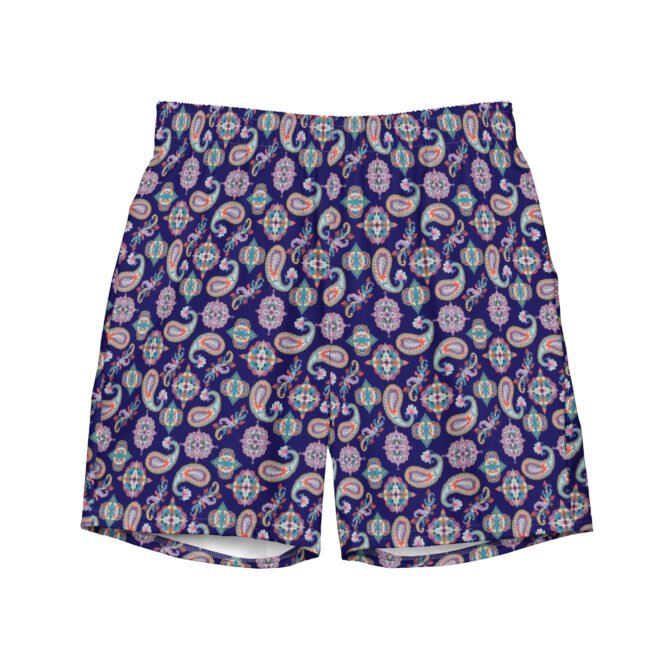 Men's Swim Trunks with Indian Oriental Print - Exotic Summer Style